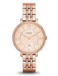 Fossil Jacqueline Rose Gold Dial Rose Gold Steel Strap Watch for Women - ES3546