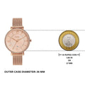 Fossil Jacqueline Quartz Rose Gold Dial Rose Gold Mesh Strap Watch for Women - ES4628