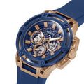 Guess Matrix Multifunction Blue Dial Blue Rubber Strap Watch for Men - GW0423G4
