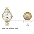 Fossil Jacqueline Analog Moonphase Mother of Pearl White Dial Two Tone Steel Strap Watch for Women - ES5166