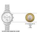 Fossil Neutra Chronograph Silver Dial Silver Steel Strap Watch for Women - ES5217