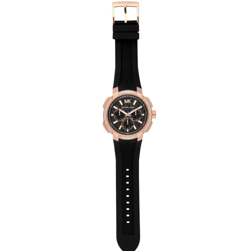 Michael Kors Sydney Pave Black Dial Black Silicone Strap Watch for Women - MK7245