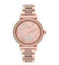 Michael Kors Abbey Three-Hand Analog Crystals Rose Gold Dial Rose Gold Steel Strap Watch for Women - MK4617