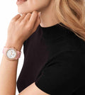 Michael Kors Runway Chronograph White Dial Pink Steel Strap Watch for Women - MK7424