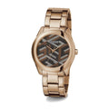 Guess Cubed Analog Black Dial Rose Gold Steel Strap Watch For Women - GW0607L3