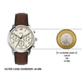 Fossil Neutra Chronograph White Dial Brown Leather Strap Watch for Men - FS6022