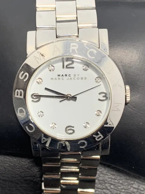 Marc Jacobs Amy White Dial Silver Steel Strap Watch for Women - MBM8611