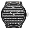 Marc Jacobs Lidia Stripe Glitz Black Dial Black Leather Strap Watch for Women - MBM1166