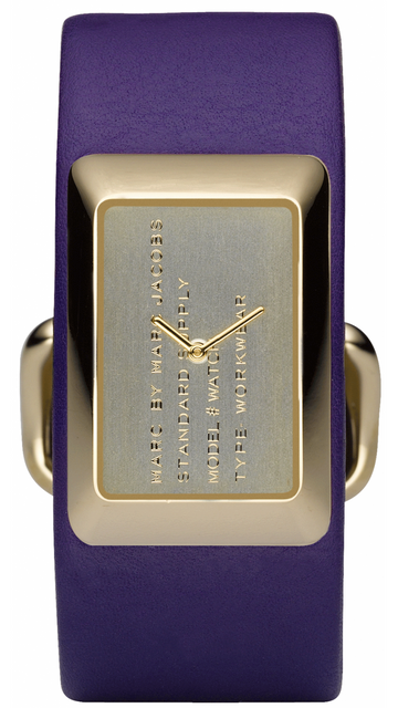 Marc Jacobs Champagne Dial Purple Leather Strap Watch for Women - MBM2044