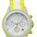 Marc Jacobs Rock Chronograph White Dial White & Green Silicone Strap Watch for Women - MBM2592