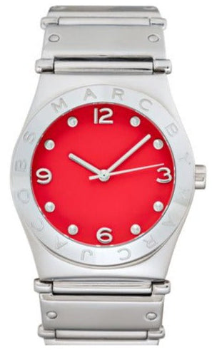 Marc Jacobs Classic Red Dial Silver Steel Strap Watch for Women - MBM3031