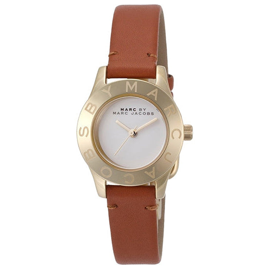 Marc Jacobs Mini Blade White Dial Brown Leather Strap Watch for Women - MBM1219