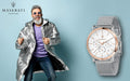 Maserati Epoca White Dial Chronograph Silver Mesh Bracelet Watch For Men - R8873618009