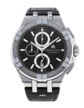 Maurice Lacroix Aikon Chronograph Black Dial Black Leather Strap Watch for Men - AI1018-SS001-330-1