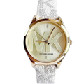 Michael Kors Jaycie Quartz Gold Dial White Leather Strap Watch for Women - MK2861