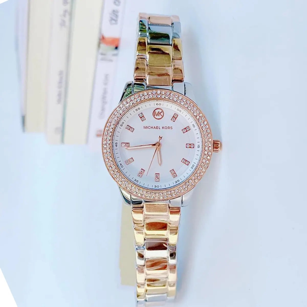 Michael Kors Tibby Three Hand Crystals Silver Dial Two Tone Steel Strap Watch for Women - MK4576