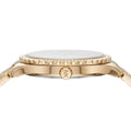 Michael Kors Layton Three Hand Mother of Pearl White Dial Gold Steel Strap Watch For Women - MK6870