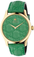 Gucci G Timeless Quartz Green Dial Green Leather Strap Watch For Women - YA1264099