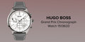 Hugo Boss Grand Prix White Dial Grey Leather Strap Watch for Men - 1513633