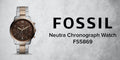 Fossil Neutra Chronograph Brown Dial Two Tone Steel Strap Watch for Men - FS5869
