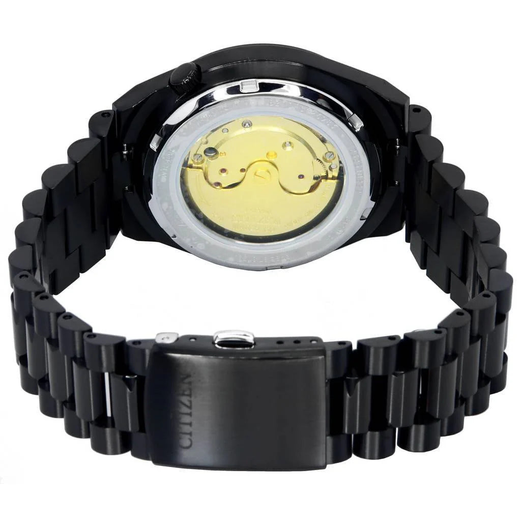 Citizen Tsuyosa Automatic Camouflage Black Dial Black Steel Strap Watch For Men - NJ0155-87E