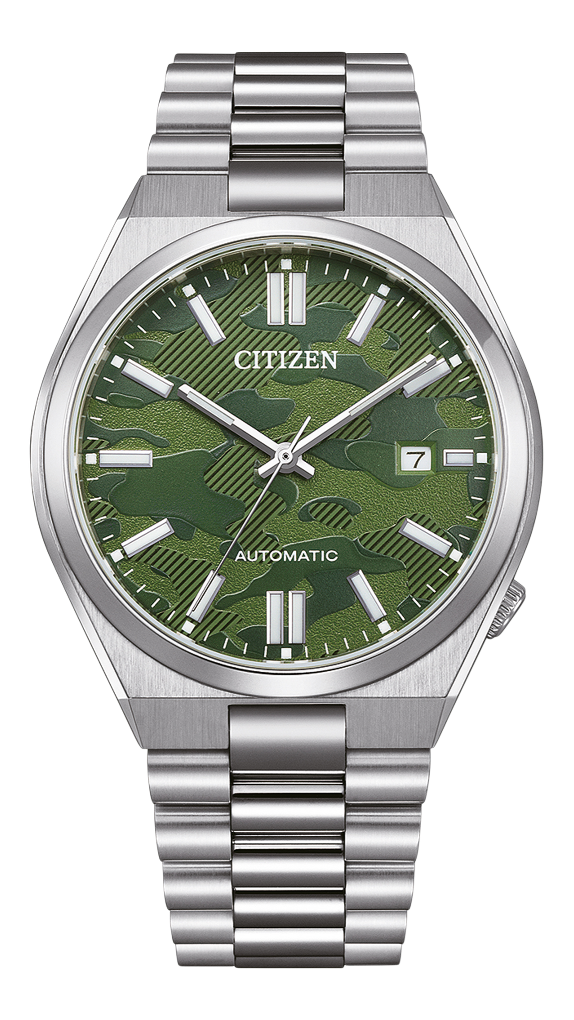 Citizen Tsuyosa Automatic Camouflage Green Dial Silver Steel Strap Watch For Men - NJ0159-86X