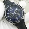 Hugo Boss Driver Sport Chronograph Blue Dial Black Leather Strap Watch for Men - 1513077
