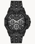 Bulova Octova Chronograph Black Crystal Dial Black Steel Strap Watch for Men - 98C134