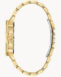 Bulova Crystal Collection Octova White Dial Gold Steel Strap Watch for Men - 98C126