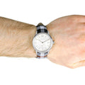 Burberry The Classic Horseferry Silver Dial Black Leather Strap Watch for Men - BU10002