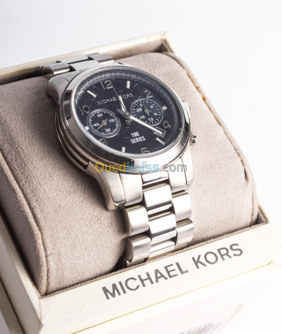 Michael Kors Hunger Stop 100 Series Navy Blue Dial Silver Steel Strap Watch for Women - MK5814