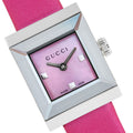 Gucci G-Frame Square Fuchsia Mother of Pearl Dial Fuchsia Leather Strap Watch For Women - YA128533