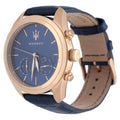Maserati Traguardo Chronograph Blue Dial Blue Leather Strap Watch for Men - R8871612015