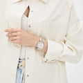 Michael Kors Parker Chronograph White Dial Two Tone Leather Strap Watch For Women - MK6950
