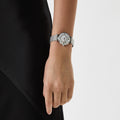 Emporio Armani Gianni T-Bar Quartz Mother of Pearl Dial Silver Mesh Bracelet Watch For Women - AR11319
