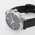 Emporio Armani Claudio Chronograph Black Dial Black Leather Strap Watch For Men - AR11542