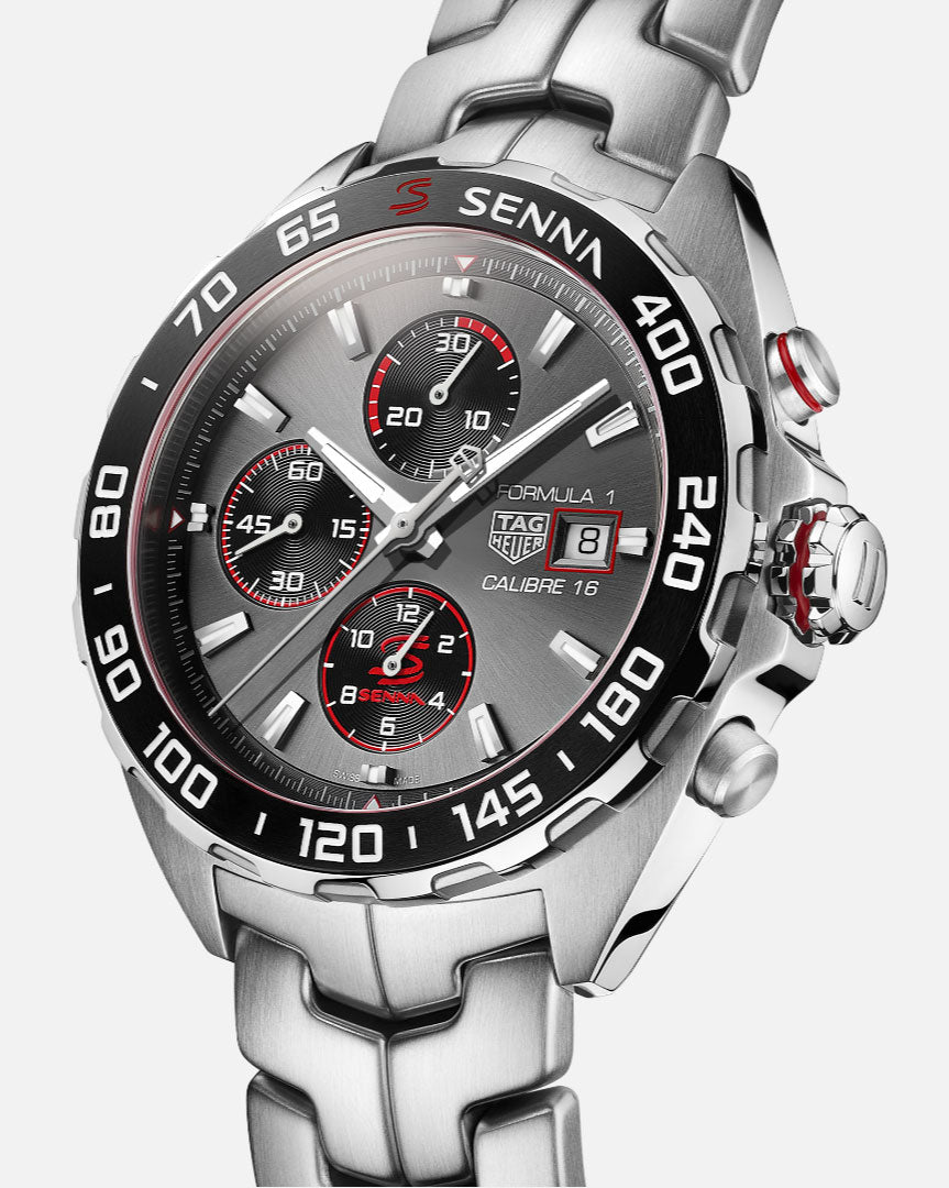 Tag Heuer Formula 1 Chronograph Senna Grey Dial Silver Steel Strap Watch for Men - CAZ201D.BA0633