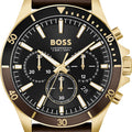 Hugo Boss Troper Chronograph Black Dial Brown Leather Strap Watch For Men - 1514100