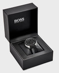Hugo Boss Velocity Black Dial Black Leather Strap Watch for Men - 1513716