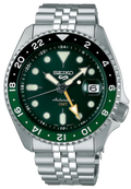 Seiko 5 Sports SKX GMT Automatic Green Dial Silver Steel Strap Watch For Men - SSK035K1