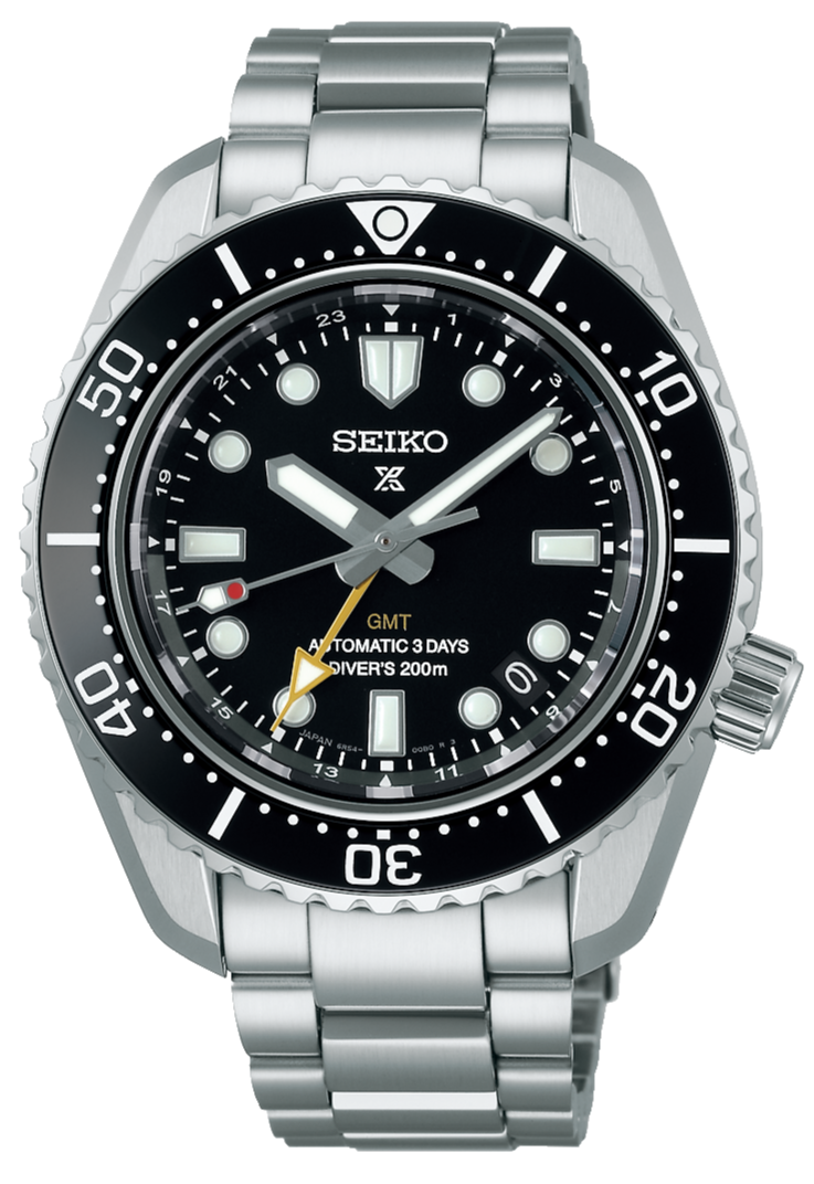 Seiko Prosprex Dark Depths GMT Automatic Black Dial Silver Steel Strap Watch For Men - SPB383J1