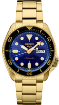 Seiko 5 Sports US Special Edition Automatic Blue Dial Gold Steel Strap Watch For Men - SRPK20