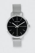 Calvin Klein Even Black Dial Silver Mesh Bracelet Watch for Women - K7B23121
