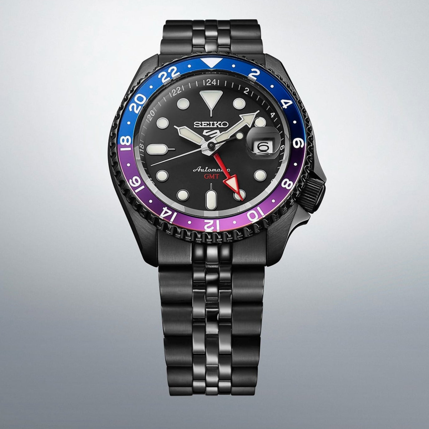 Seiko Automatic SKX GMT Yuto Horigome Limited Edition Black Dial Black Steel Strap Watch For Men - SSK027K1
