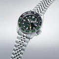 Seiko 5 Sports SKX GMT Automatic Green Dial Silver Steel Strap Watch For Men - SSK035K1