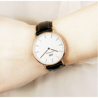 Daniel Wellington Classic Sheffield White Dial Black Leather Strap Watch for Women - DW00100036