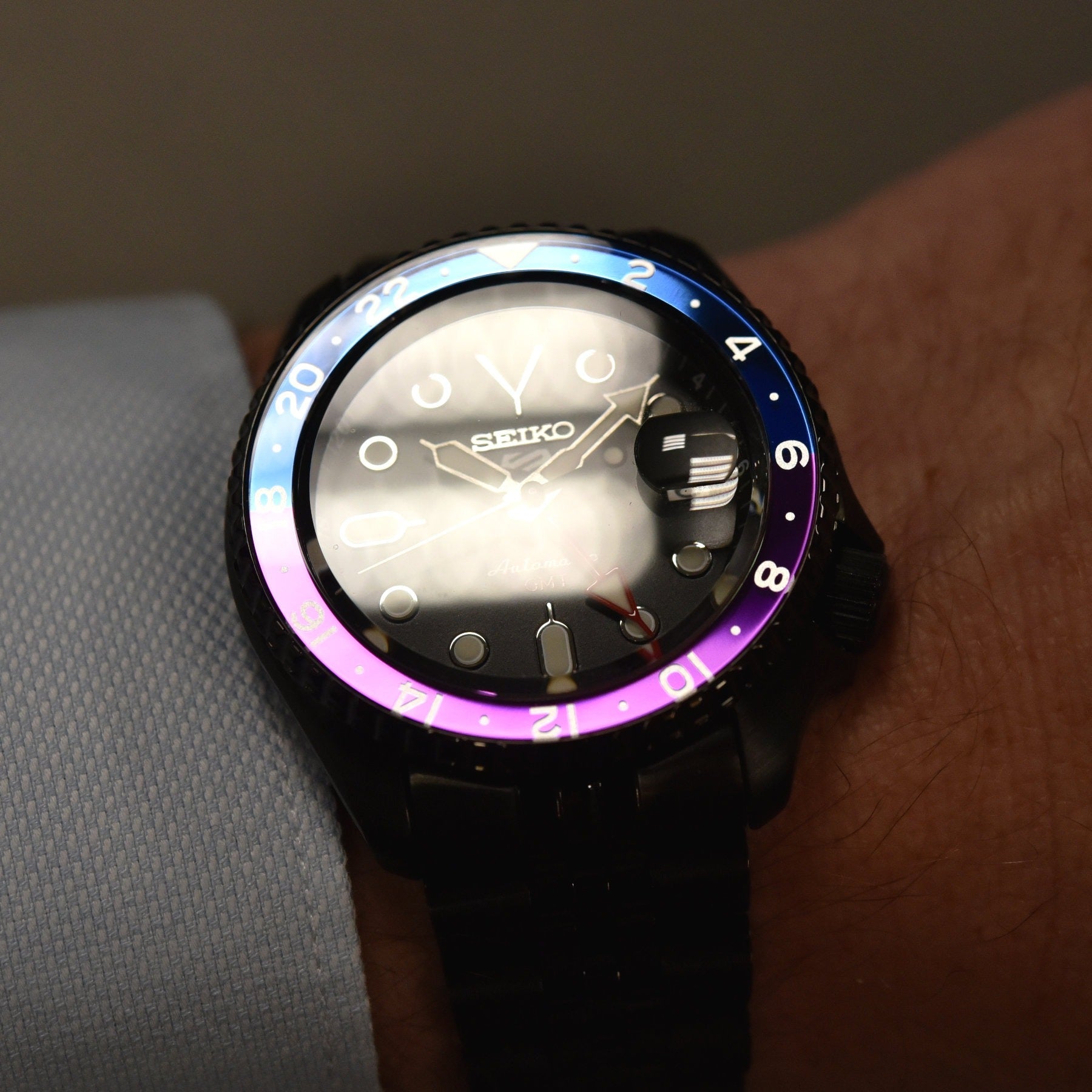 Seiko Automatic SKX GMT Yuto Horigome Limited Edition Black Dial Black Steel Strap Watch For Men - SSK027K1