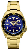 Seiko 5 Sports US Special Edition Automatic Blue Dial Gold Steel Strap Watch For Men - SRPK20