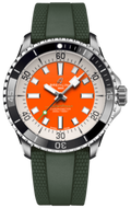Breitling Superocean Automatic 42mm Kelly Slater Limited Edition Orange Dial Green Rubber Strap Watch for Men - A173751A101S1