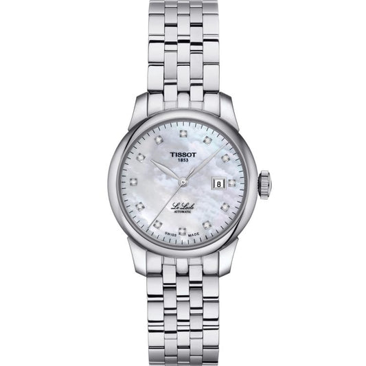 Tissot Le Locle Automatic Diamonds Mother of Pearl Dial Silver Steel Strap Watch For Women - T006.207.11.116.00